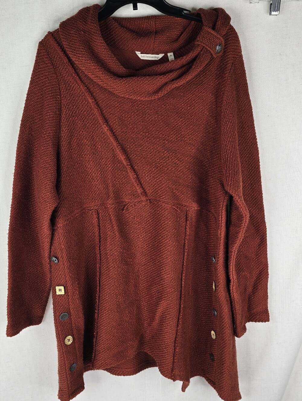 Soft Surroundings Womens XL Fall Cozy Cowl Neck Tunic Sweater Dress Dark Orange